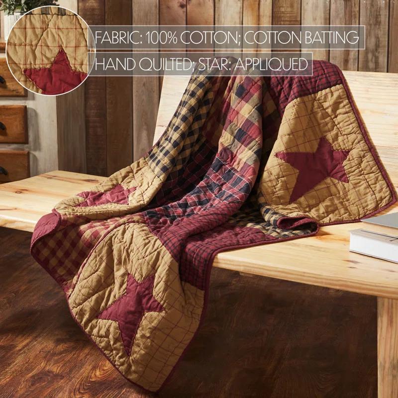 Connell Burgundy Cotton Patchwork Quilted Throw Blanket