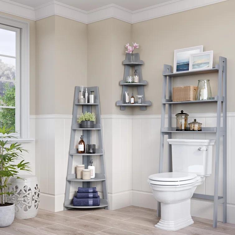 RiverRidge Home RiverRidge Amery 5-Tier Tall Corner Ladder Shelf Tower with Display Shelf and Corner Storage for Bathroom, Living Room, Office