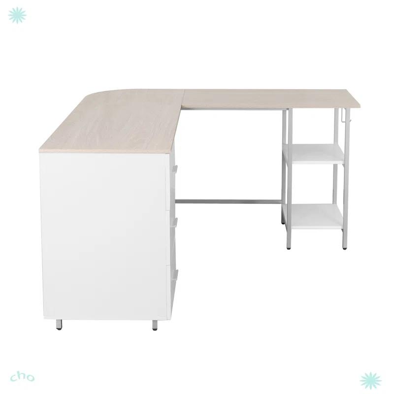 17 Stories Techni Mobili L-Shape Home Office Two-Tone Desk With Storage