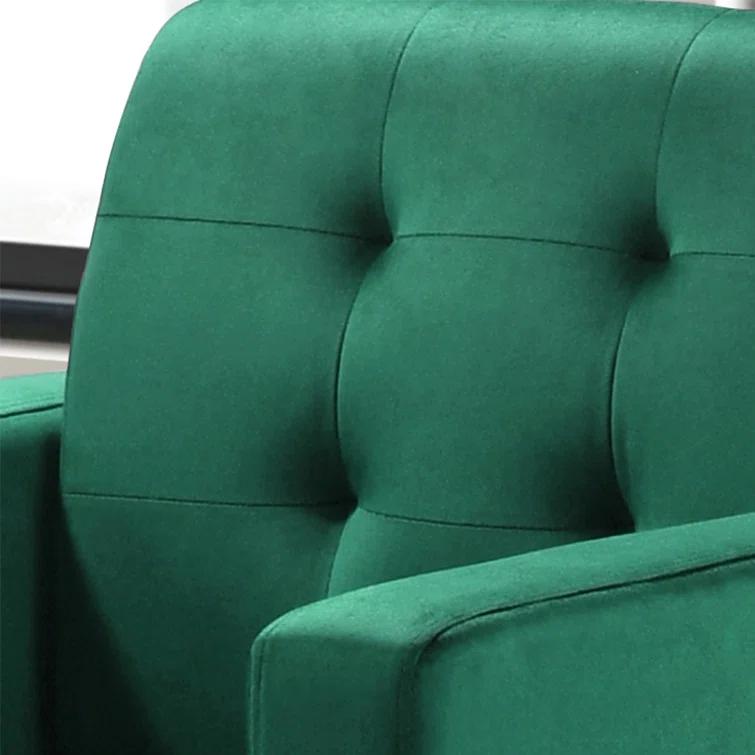 Ebern Designs Velvet Upholstered Accent Armchair With Tufting