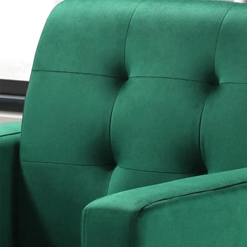 Ebern Designs Velvet Upholstered Accent Armchair With Tufting