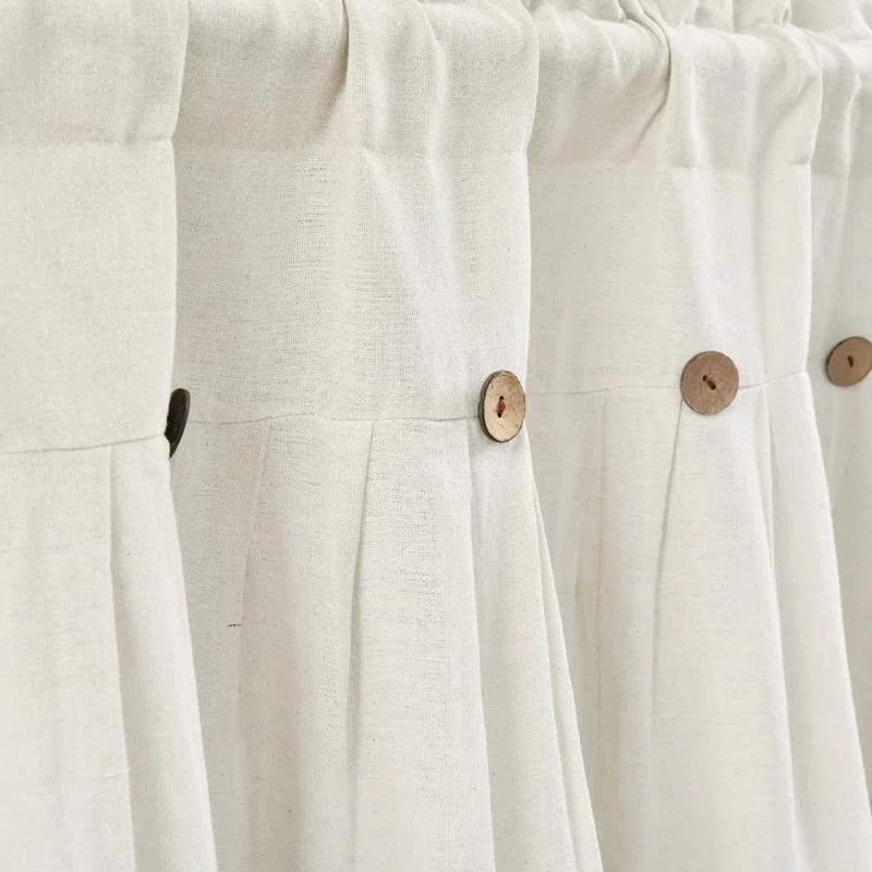 Lush Decor Linen Button Cotton Blend Tailored Window Valance