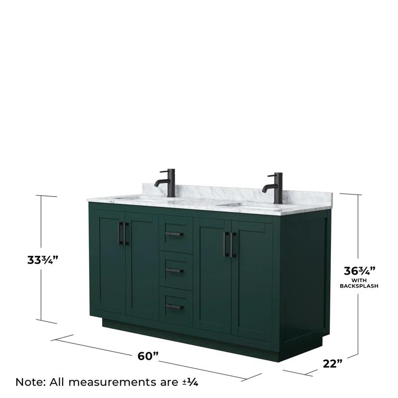 Wyndham Collection Miranda 60" Freestanding Double Bathroom Vanity with Marble Top