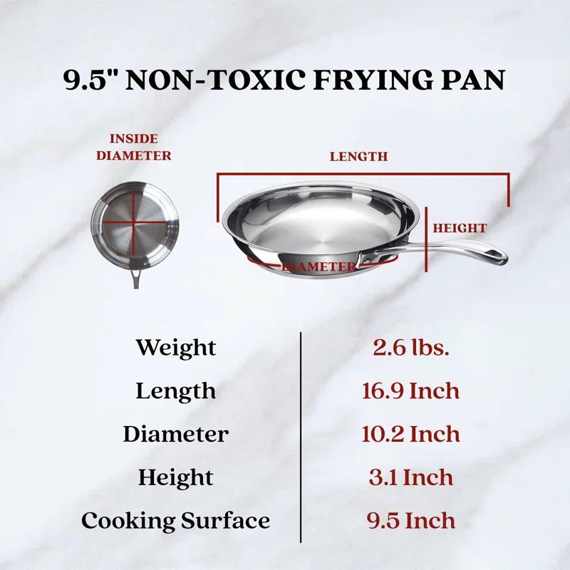 Alva Alva Chef Stainless Steel Frying Pan Skillet Non Toxic Cookware Stainless Steel Skillet PFAS, PFOA & PFTE Free, for Cooking Pan Set, Induction Safe, Add to Your Pots and Pans Set Cookware