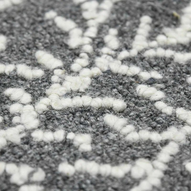 Union Rustic Ahniyla Dark Gray Hand-Hooked Wool Area Rug