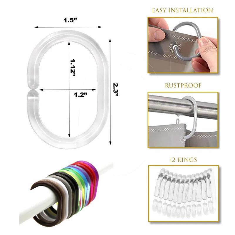Evideco Solid Plastic Shower Curtain Hooks Rings & Reviews | Wayfair