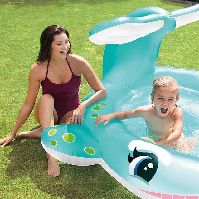 Intex Intex 57440EP 79" x 77" x 36" Inflatable Whale Spray Kiddie Pool for Kids 2+
