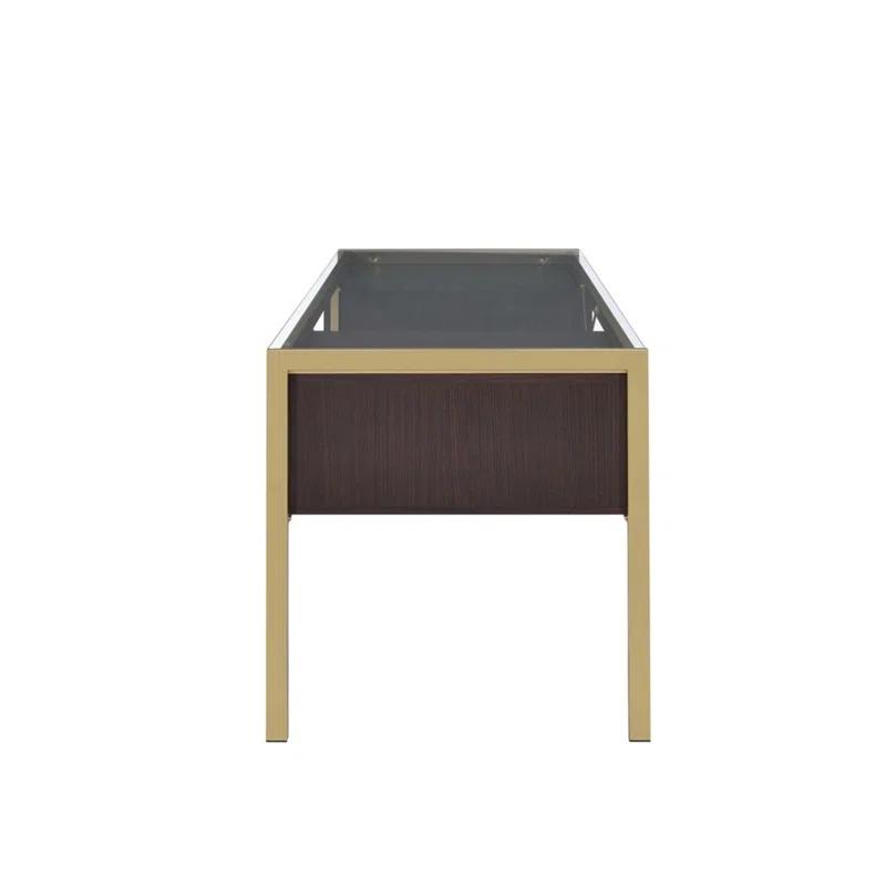 Everly Quinn Solid Wood Top Metal Base Writing Desk