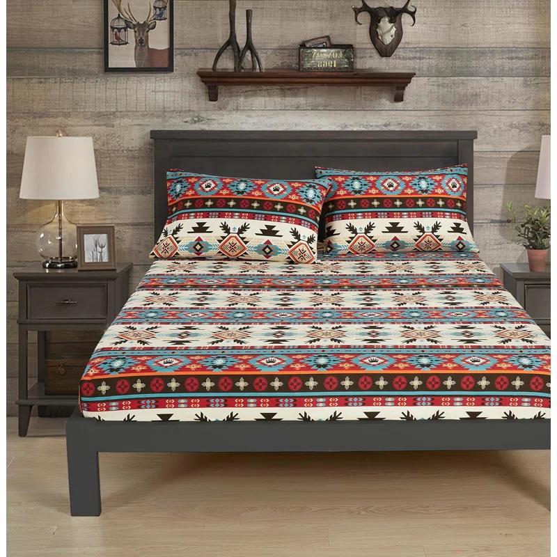 Chezmoi Collection Southwestern Geometric Printed Microfiber Bed Sheet Set