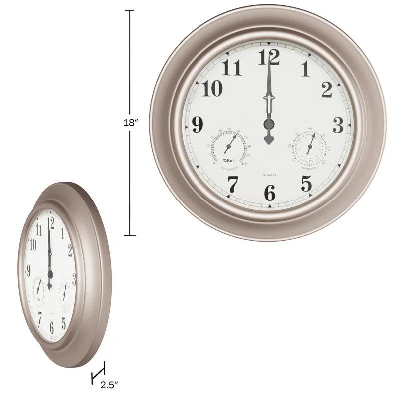 Pure Garden Indoor Outdoor Clock Thermometer Combo - 18-Inch Waterproof Outdoor Wall Clock with Temperature and Humidity by Pure Garden