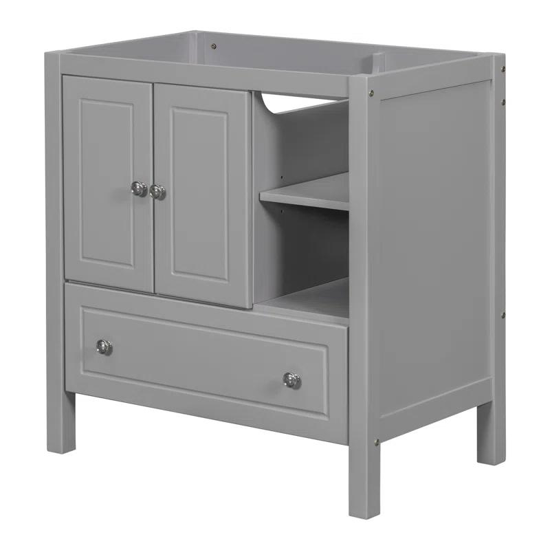 Tech Cube 30" Bathroom Vanity Base Only, Solid Wood Frame, Bathroom Storage Cabinet With Doors And Drawers