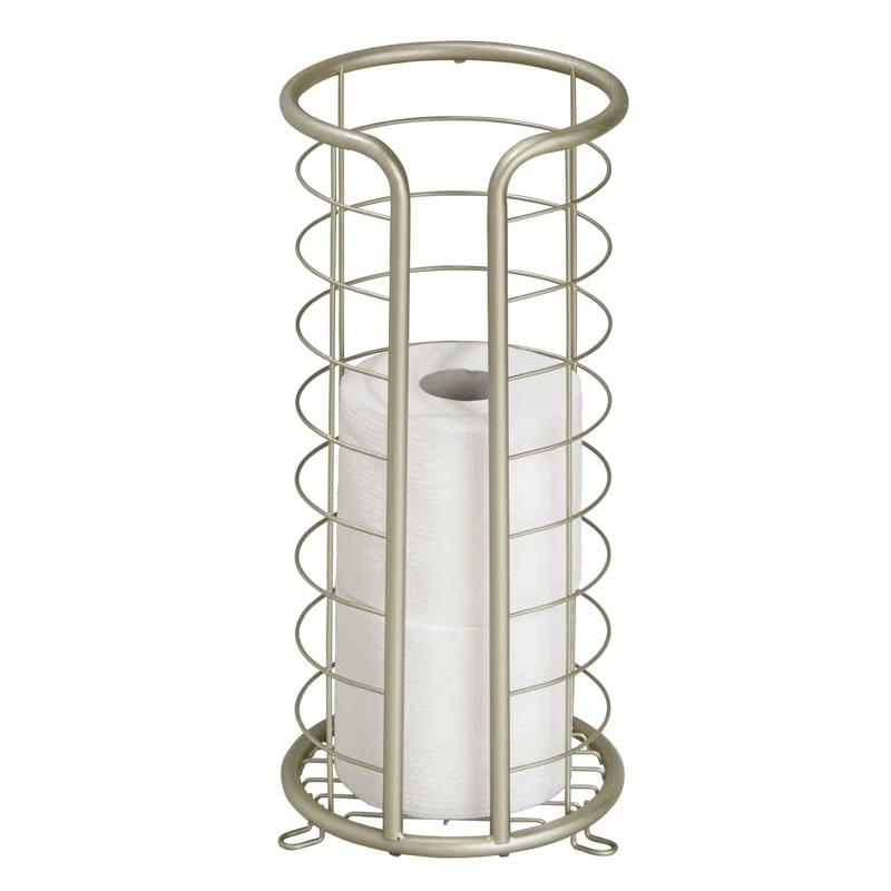 mDesign Metal Toilet Paper Holder Stand, Freestanding 3 Roll Reserve