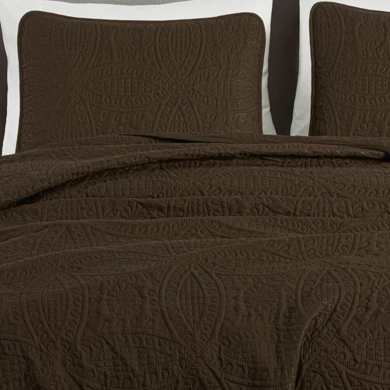 Chezmoi Collection Austin Microfiber Reversible 3-Piece Coverlet / Bedspread Set