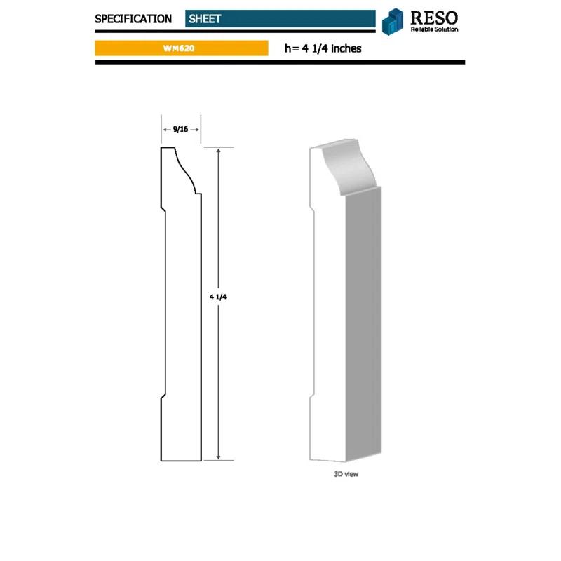 RESO 3.25'' H x 96'' W x 0.56'' D Primed Pine Finger-Joined Pine Wood Baseboard Molding 20-piece 160 ft. Total