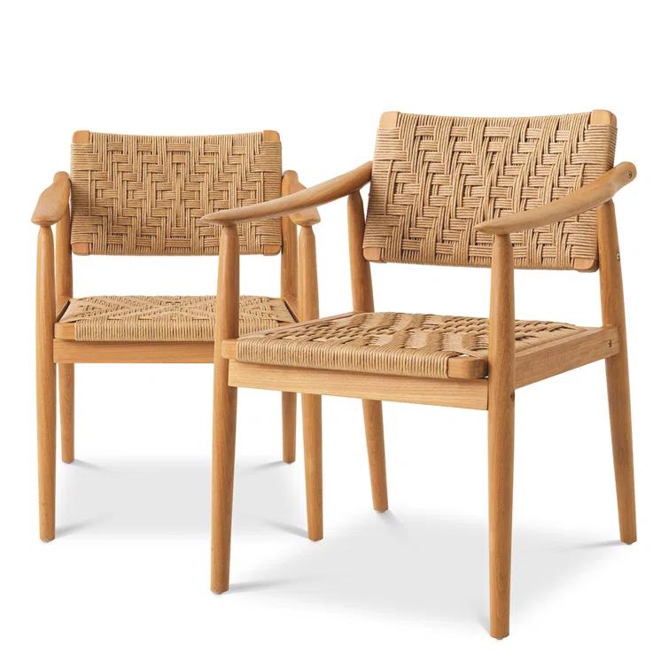 Eichholtz Coral Bay Polyethylene (PE) Wicker Wicker Outdoor Dining Armchair
