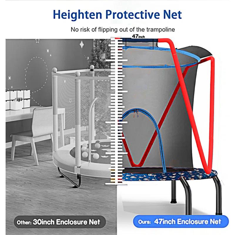 Ceballos 66'' Trampoline For Kids Toddler Indoor Outdoor Small Trampolines For Baby With Heighten Net No-Gap Design For Kids