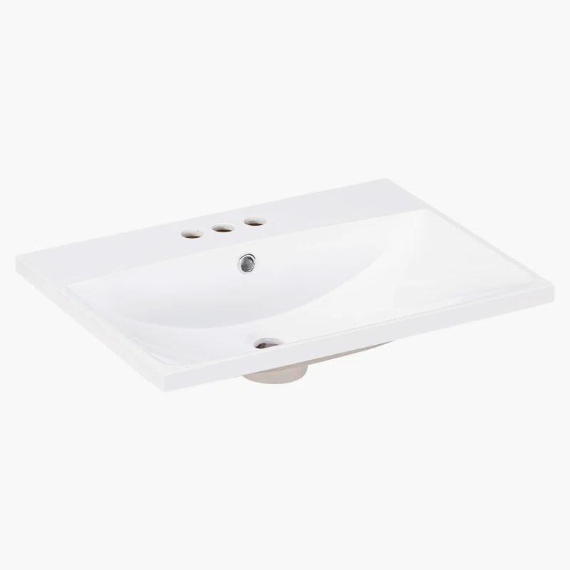 Wenty 18'' White Ceramic Rectangular Bathroom Sink