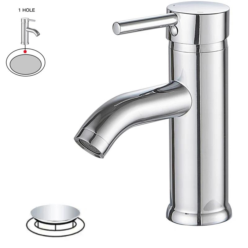 Single-Hole Single-handle Bathroom Faucet with Drain Assembly