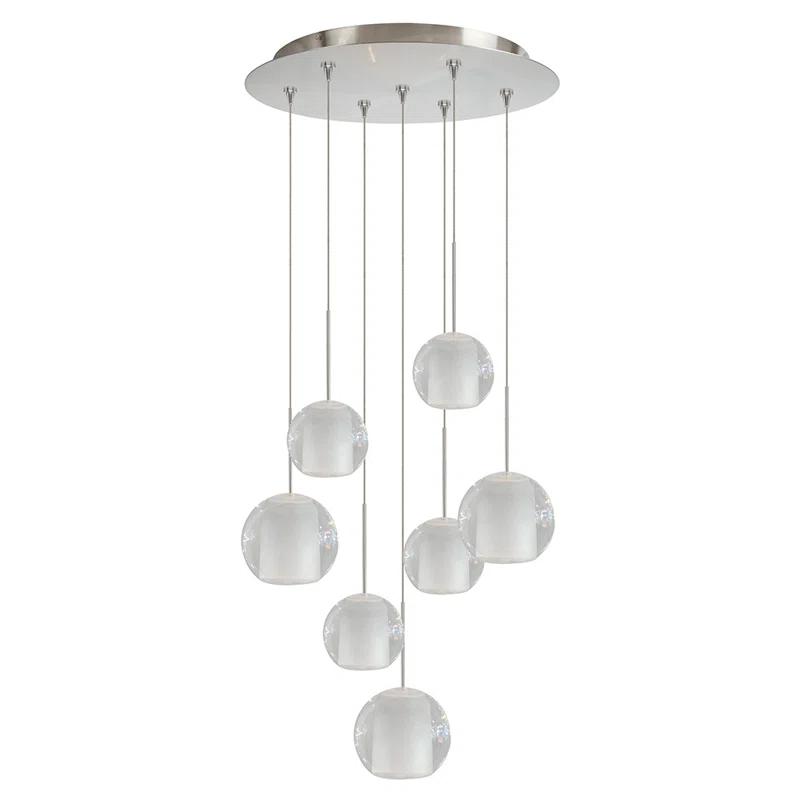 Gracie 7 - Light Satin Nickel Cluster Pendant