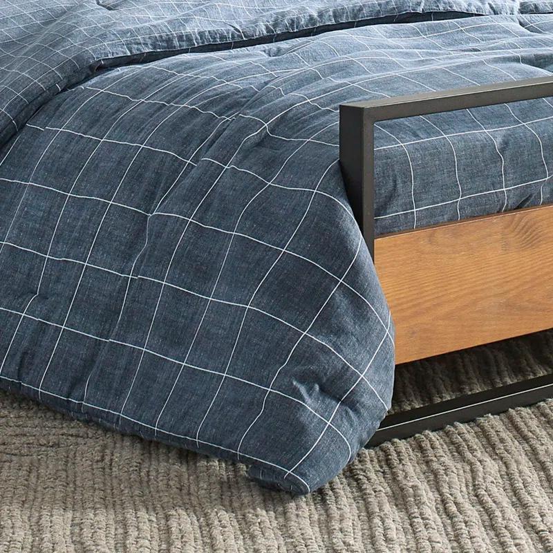 Kenneth Cole Kenneth Cole Holden Grid Cotton Blue Duvet Cover Set