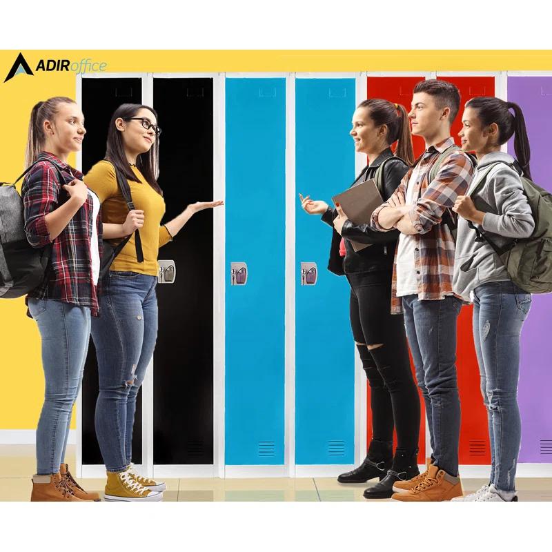AdirOffice 12'' Wide Steel 1-Tier School and Gym Locker (Set of 4)