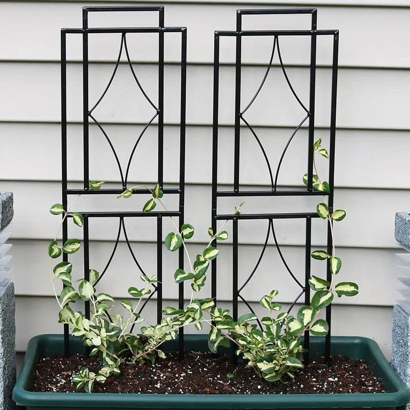 SunnyDaze Decor Contemporary 8" x 30" Black Steel Garden Trellis for Climbing Plants