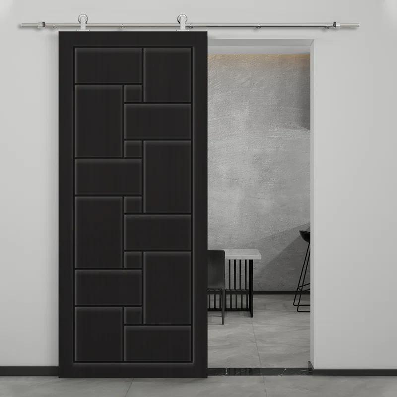 Calhome Paneled Manufactured Wood And Metal Barn Door With Installation Hardware Kit