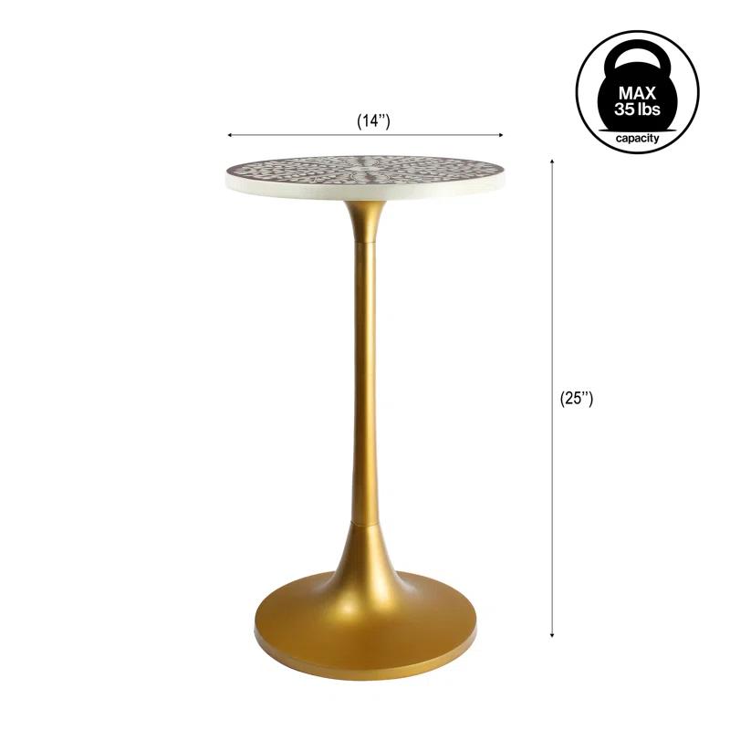 Mercer41 Fredu 25" Modern Bohemian Metal/Resin Inlay Top End Table