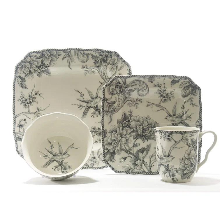 222 Fifth 222 Fifth Adelaide 16-Piece Porcelain Floral Dinnerware Set - Service For 4