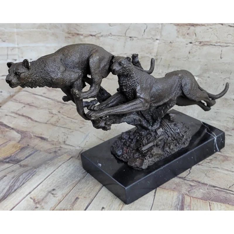 Bungalow Rose Henry Moore Cougar Jaguar Puma Wild Life Bronze Sculpture Statue Figurine Figure