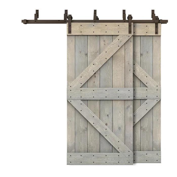 Calhome 84'' Solid Wood Paneled Painted with Installation Hardware Kit Barn Door