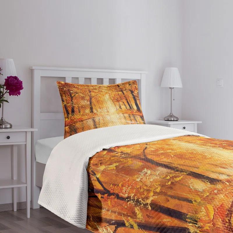 Ambesonne Autumn Bedspread Forest Lake Fall | Wayfair