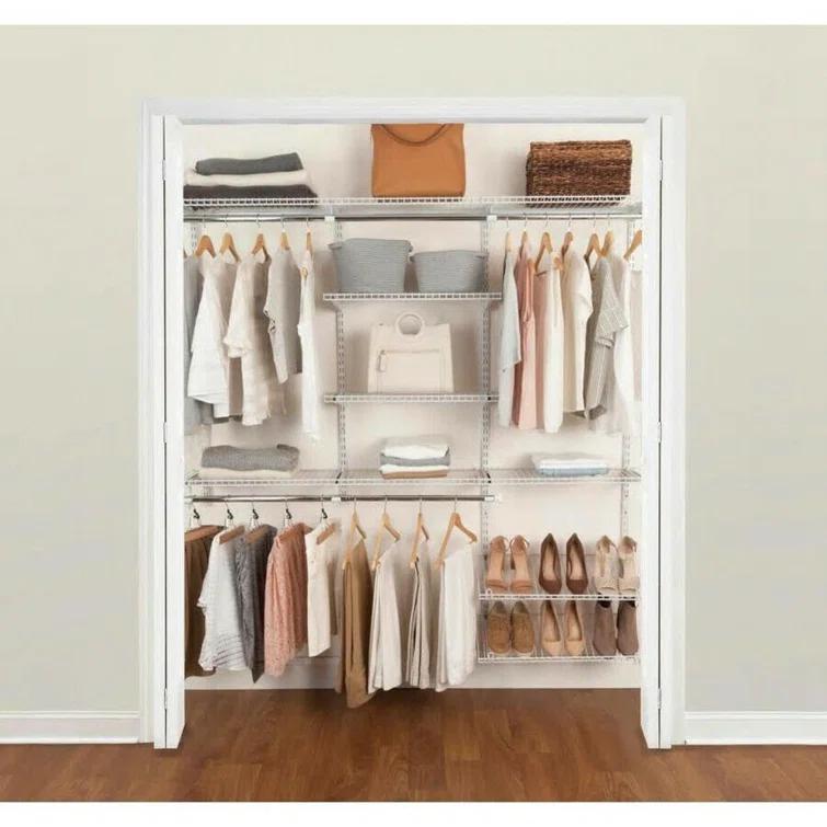 Rubbermaid Commercial Products Rubbermaid FastTrack 6 to 10 Ft Wide White Wire Closet Configuration Storage Kit
