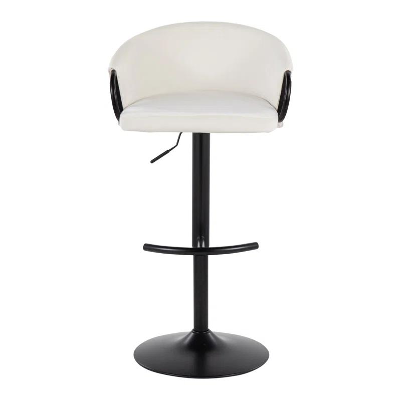 LumiSource Claire Contemporary Adjustable Barstool With Swivel In Black Metal And Black Velvet With Rounded T Footrest By Lumisource - Set Of 2 | Wayfair