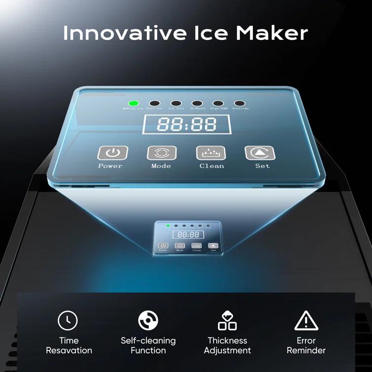 Coolake Coolake Commercial Ice Maker Machine 200lbs/24h, Air Cooled Under Counter Ice Maker With 50lbs Ice Storage, Stainless Steel Self Cleaning Freestanding Ice Maker For Home Bar Restaurant Kitchen