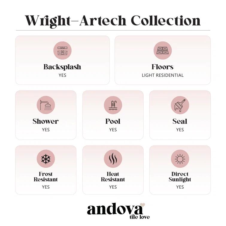 Andova Wright-Scape Straight Edge Glass & Slate Brick Joint Mosaic Kitchen Backsplash, Bathroom, Shower, Pool, Wall and Floor Tile