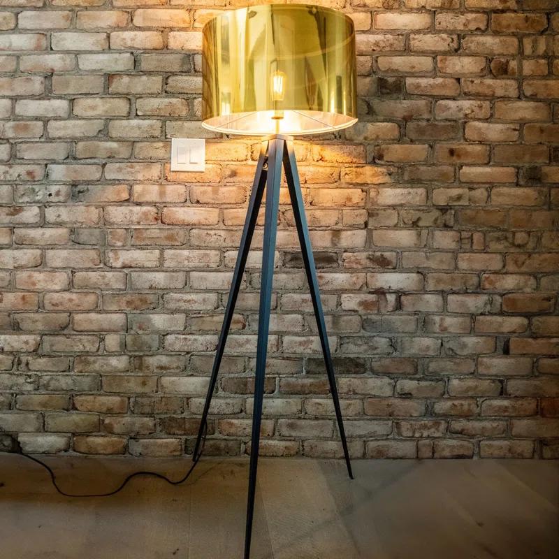 Mercer41 Cardone 60" Modern Standing Tripod Floor Lamp with Drum Shade