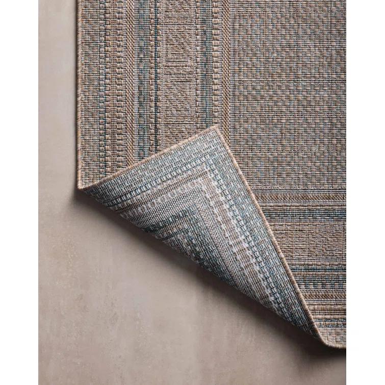 Topanga III Indoor / Outdoor Rug by Amber Lewis x Loloi - Natural and Teal / 7'10" x 10'