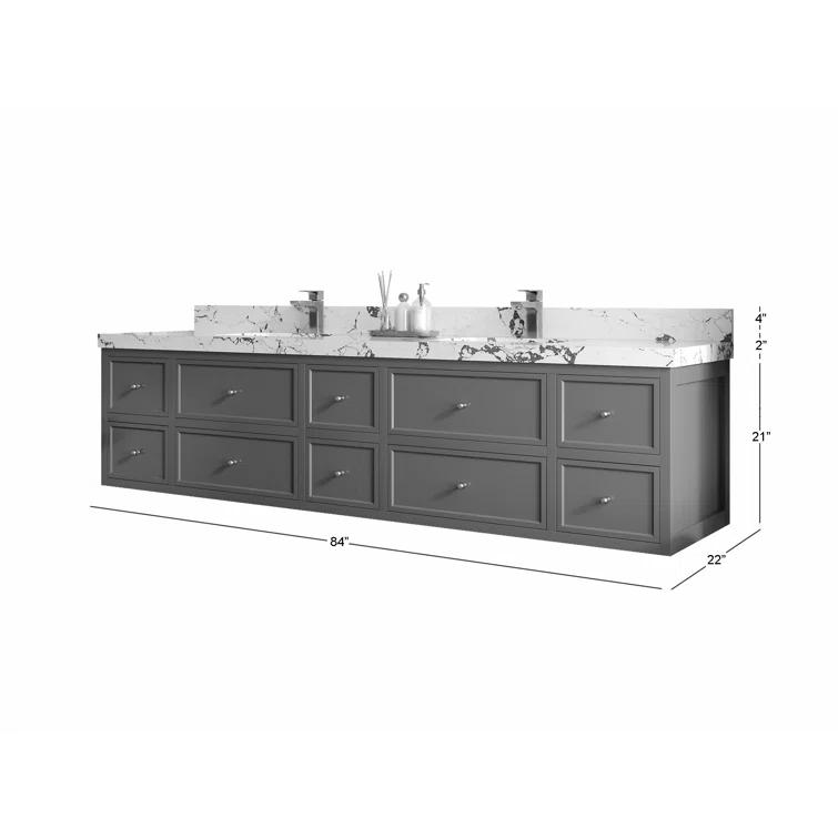 Willow Collections Roswell Floating 84'' Double Bathroom Vanity with Top