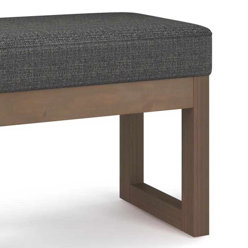 Simpli Home Milltown 44"W Large Ottoman Bench with Upholstered Seat and Solid Wood Frame