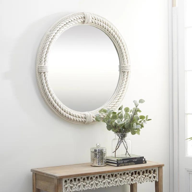 Birch Lane™ Frony Wooden Coiled Rope Room Wall Mirror with Wrapped Rope Accents