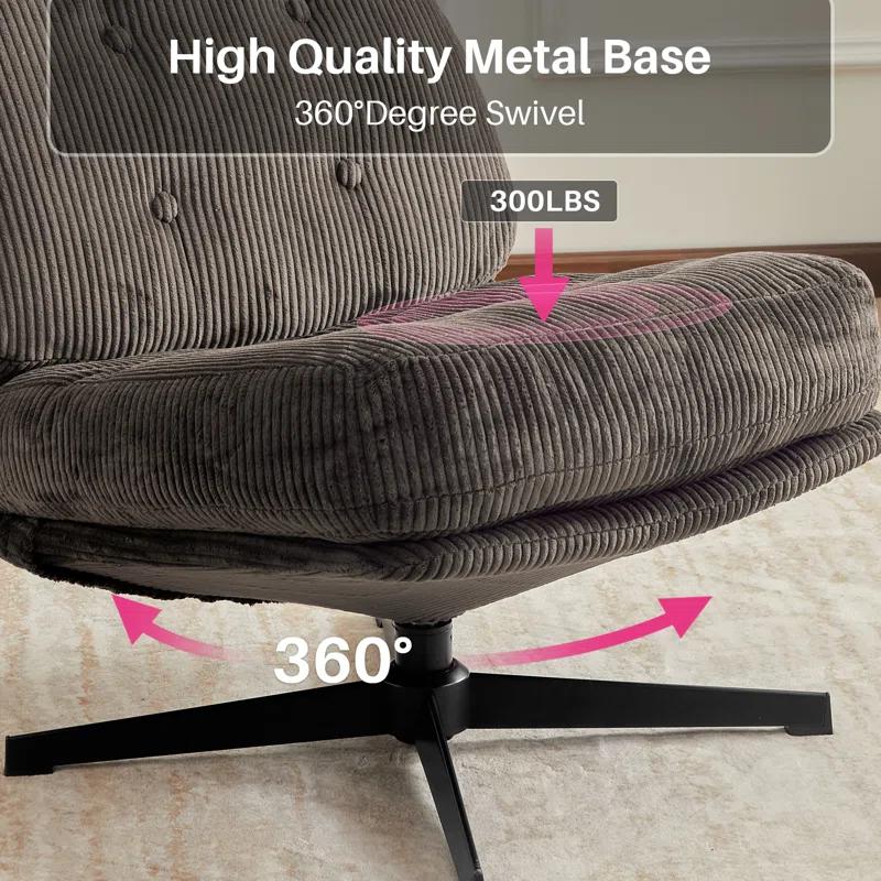 Red Barrel Studio® Hardyal Upholstered Swivel Accent Chair with Ottoman