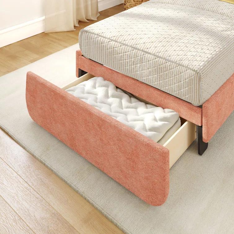 Isabelle & Max™ Avaah Solid Wood Panel Bed with Arch Headboard with 1 Drawer End Storage