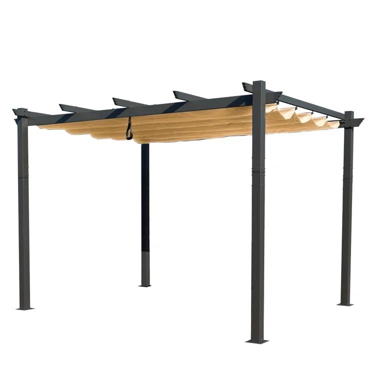 Kozyard Atlantics Outdoor Retractable Pergola with Sun Shade Canopy 10' x 13'