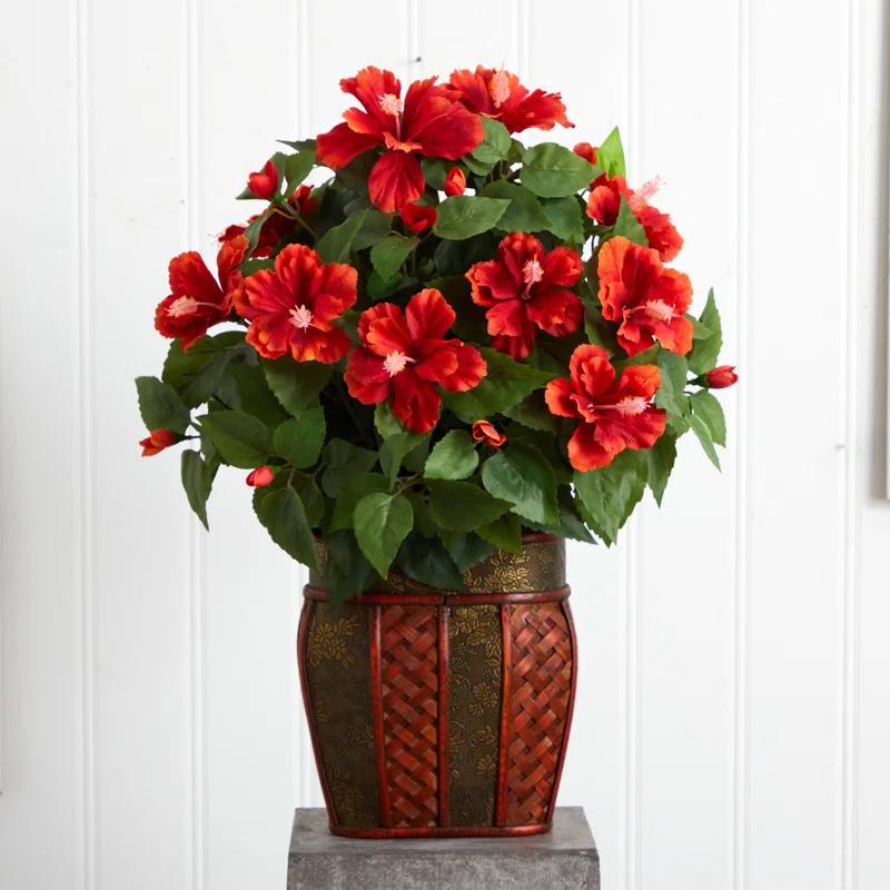 Charlton Home® Hibiscus Centerpiece in Vase & Reviews | Wayfair