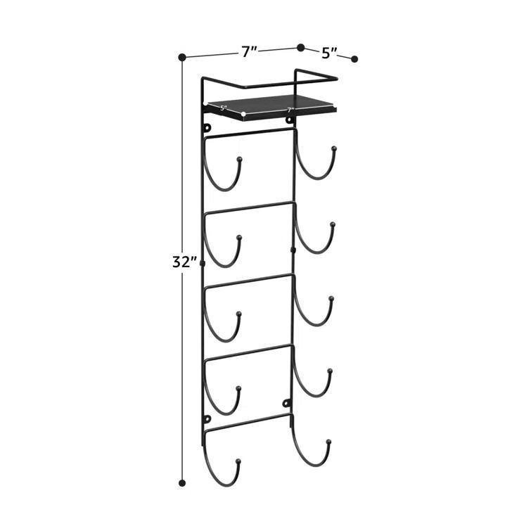 Sorbus Sorbus 5-Tier Wall Mounted Metal Towel Rack with Shelf TWL-RCKW-BLK