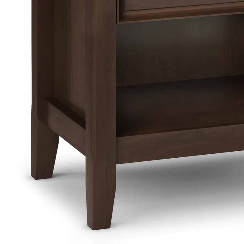 Simpli Home Amherst 24"W 2-Drawer Solid Wood Nightstand with Open Shelf