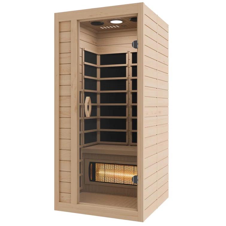 Steam Spa 1 Person Indoor Sauna Room: Hemlock Wooden Spa With Bluetooth Speaker, FM, And Touch Control Panel