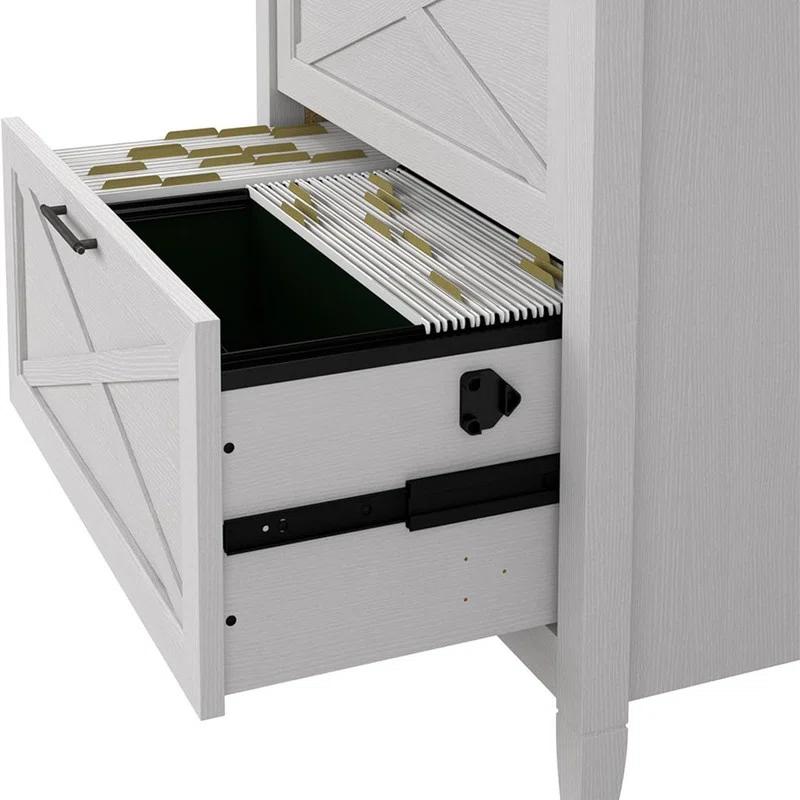 Rosalind Wheeler 2 Drawer Lateral File Cabinet In Linen Oak | Document Storage For Home Office | Accent Chest With Drawers