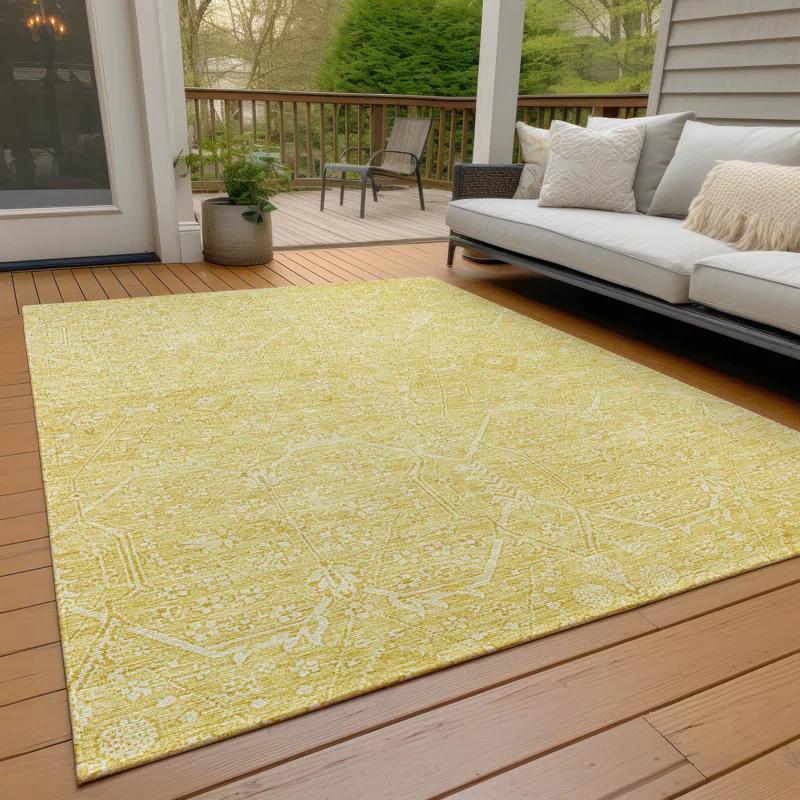 Machine Washable Indoor/Outdoor Claudian ACN1224 Gold Rug